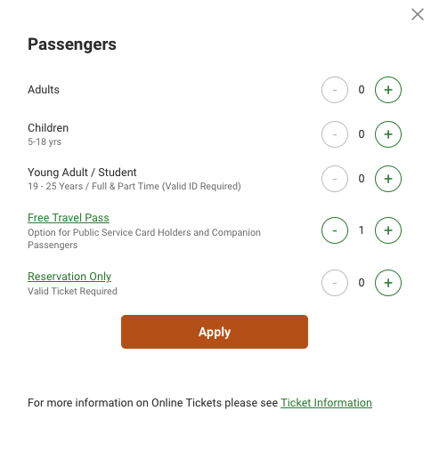 Auswahl Free Travel Pass
